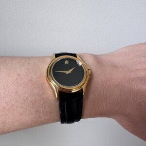 MOVADO Authentic Vintage Women’s Classic Museum Watch in Black/Gold & BRAND NEW